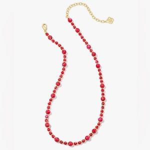Kendra Scott Jovie Gold Beaded Strand Necklace in Bronze Veined Red